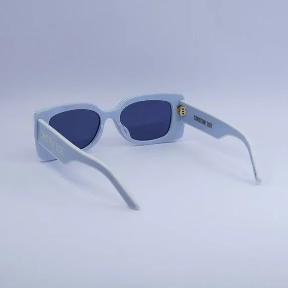 Dior DIORPACIFIC S1U 80B0 Sunglasses Shiny Blue/White Rectangle Frame, Blue Lens - Picture 10 of 11